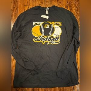 Black Mizzou Softball Long Sleeve Shirt NWT!!!